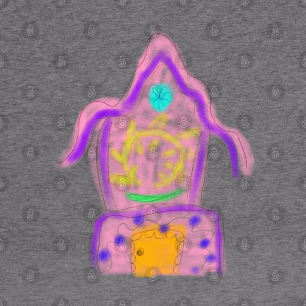 Pink yellow watercolor pastel fairy house by Artistic_st